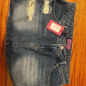 editkted distressed denim mini skirt with tags size 27 BRAND NEW WITH TAGS
